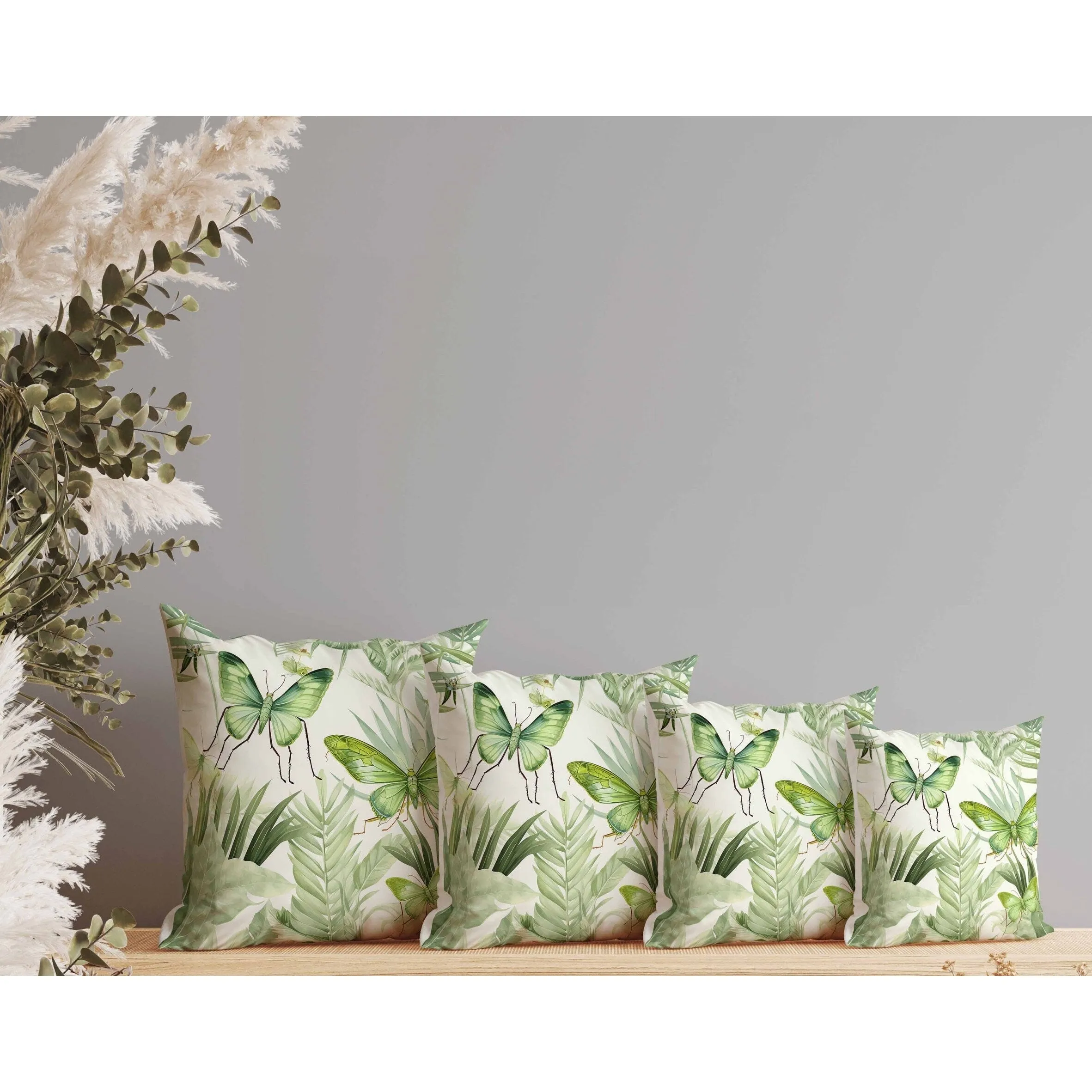 Butterfly Dreams Faux Suede Reversible Throw Pillow Green