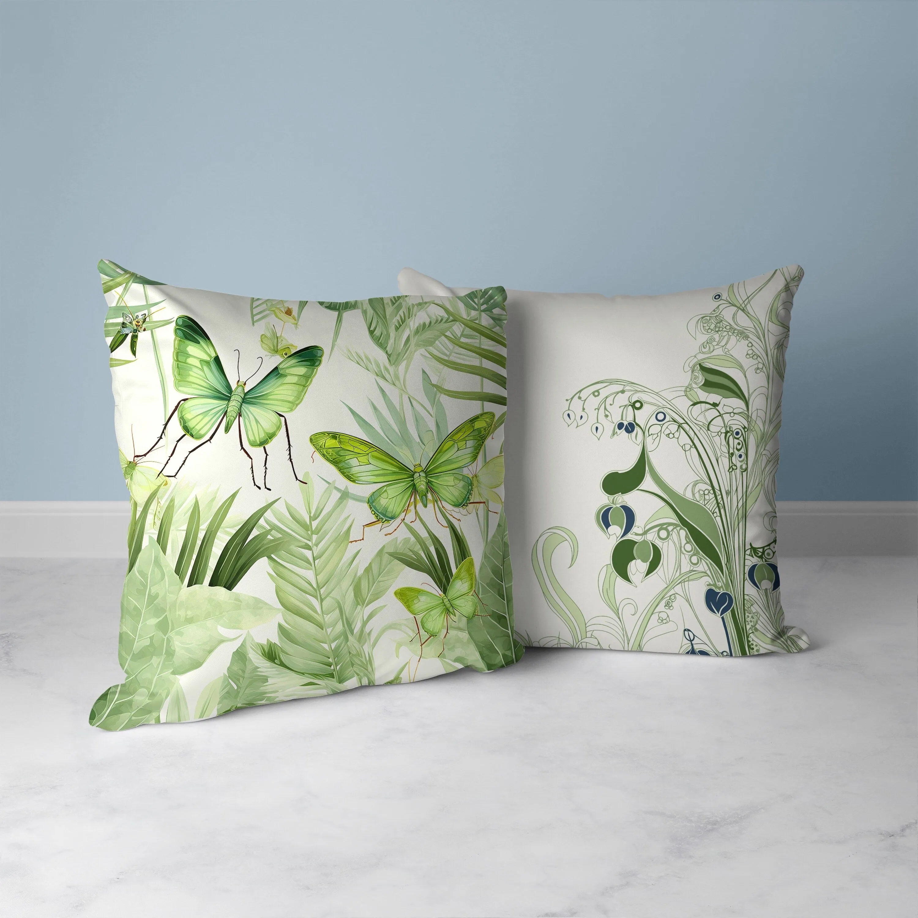 Butterfly Dreams Faux Suede Reversible Throw Pillow Green