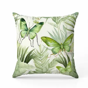 Butterfly Dreams Faux Suede Reversible Throw Pillow Green