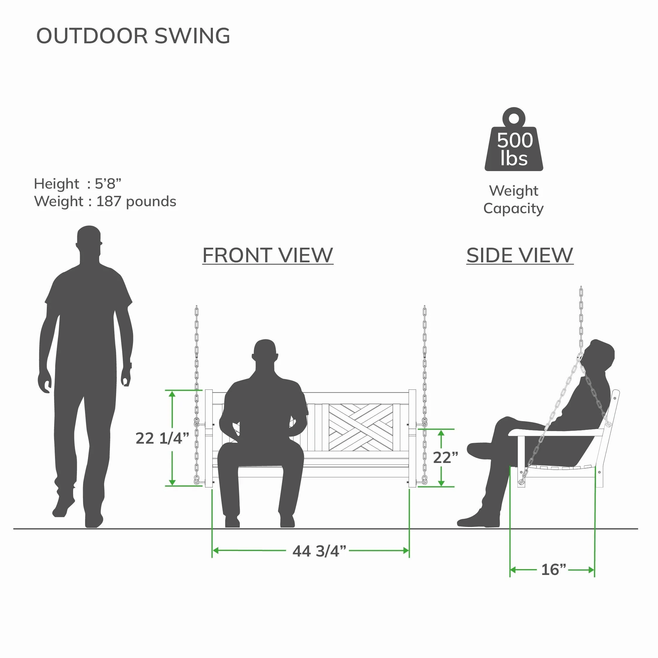 Cambridge Casual Isla Teak Wood Outdoor Porch Swing