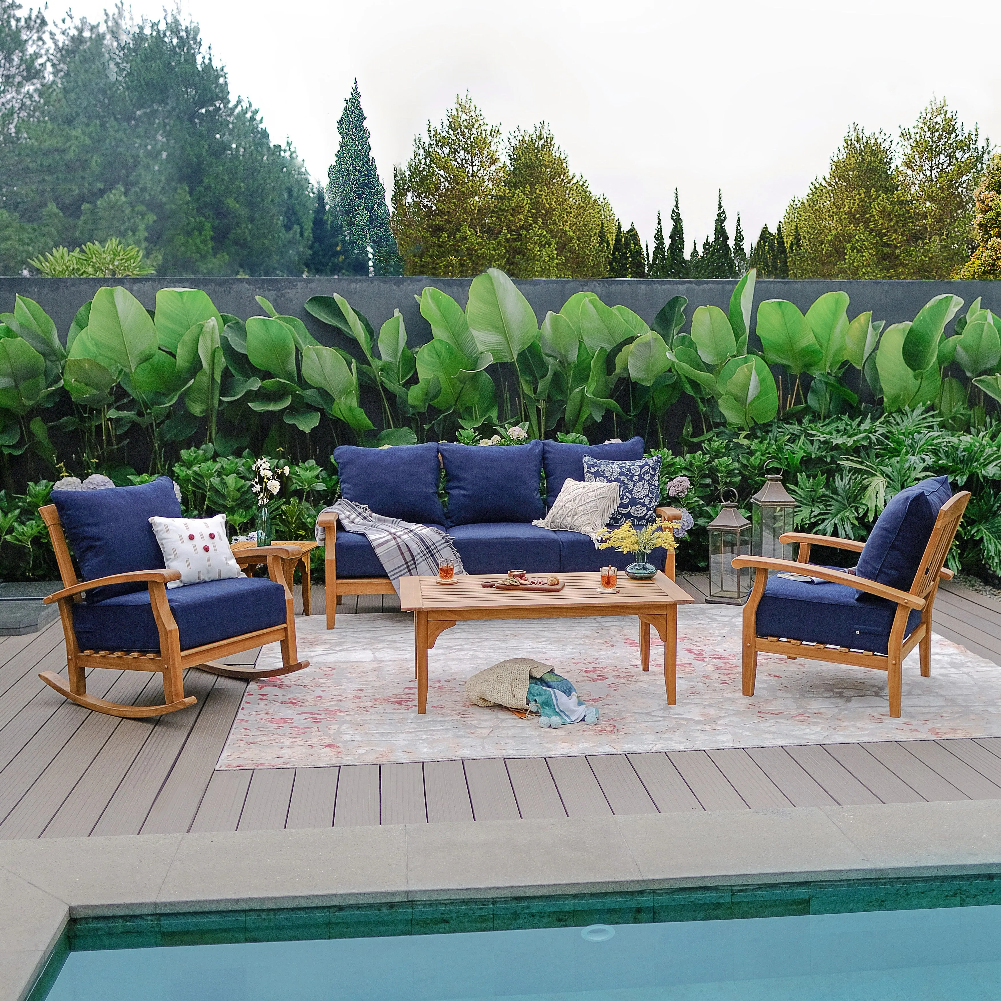 Cambridge Casual Leon 5-piece Teak Wood Patio Conversation Set