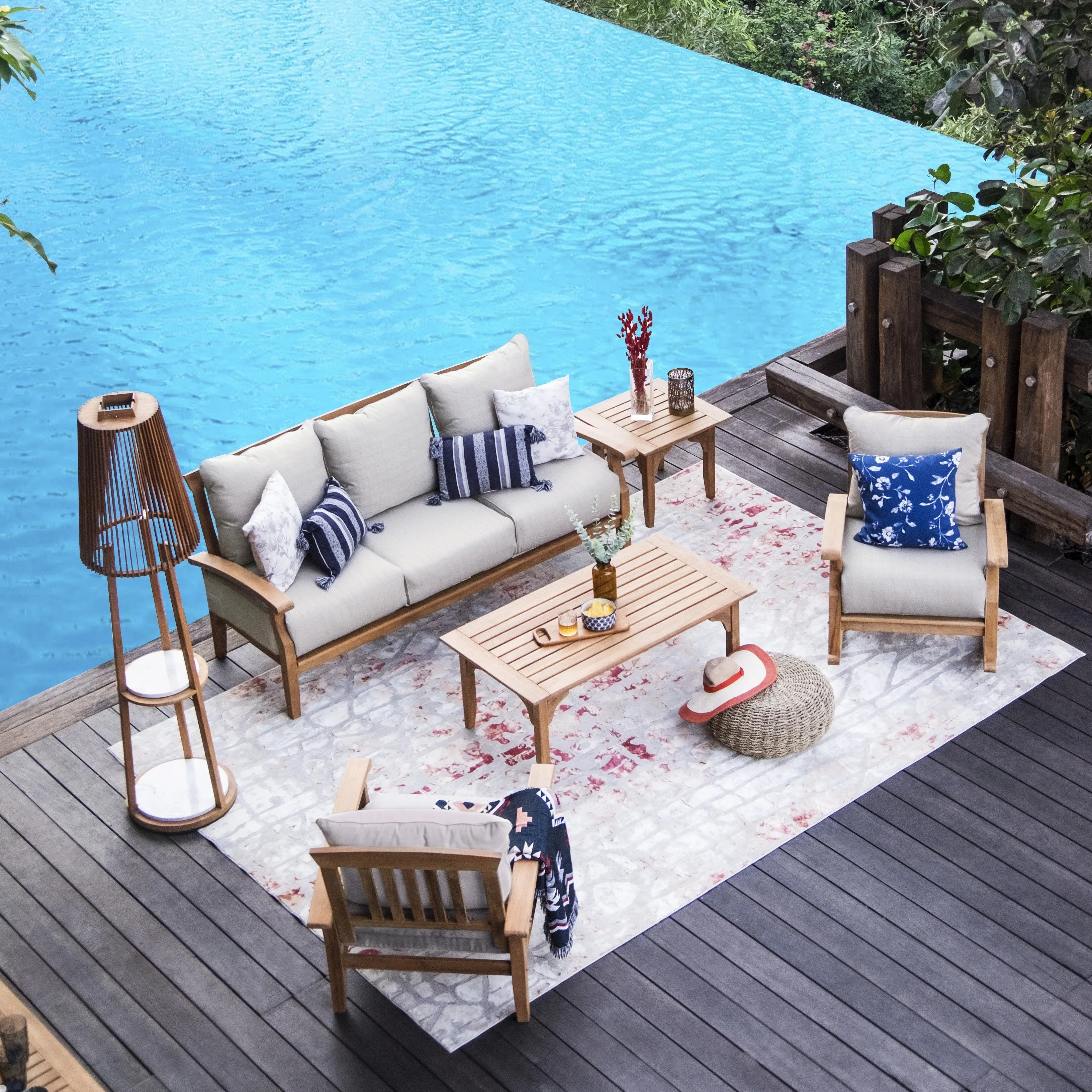 Cambridge Casual Leon 5-piece Teak Wood Patio Conversation Set