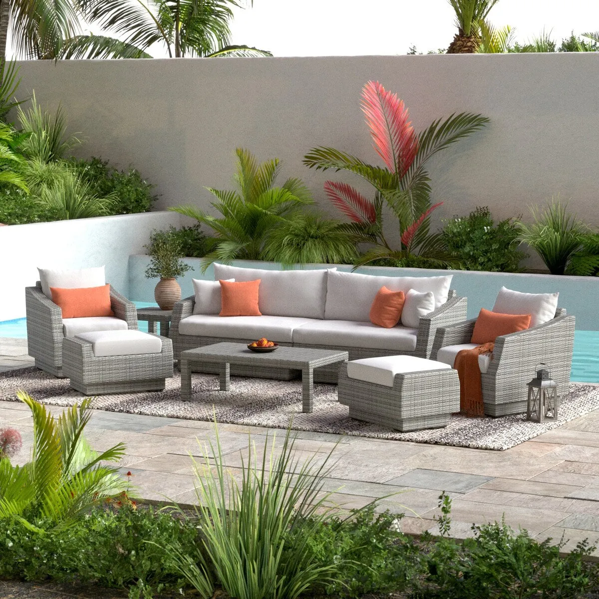 Cannes 8 Piece Sunbrella Outdoor Patio Sofa & Club Chair Set