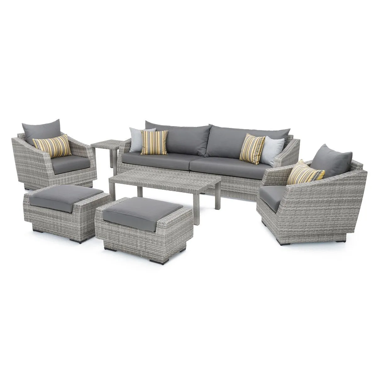 Cannes 8 Piece Sunbrella Outdoor Patio Sofa & Club Chair Set
