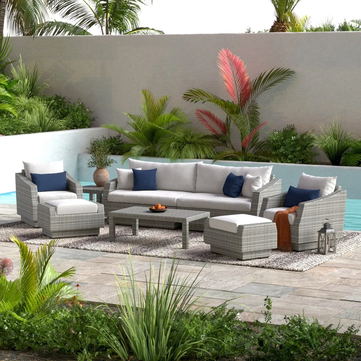Cannes 8 Piece Sunbrella Outdoor Patio Sofa & Club Chair Set