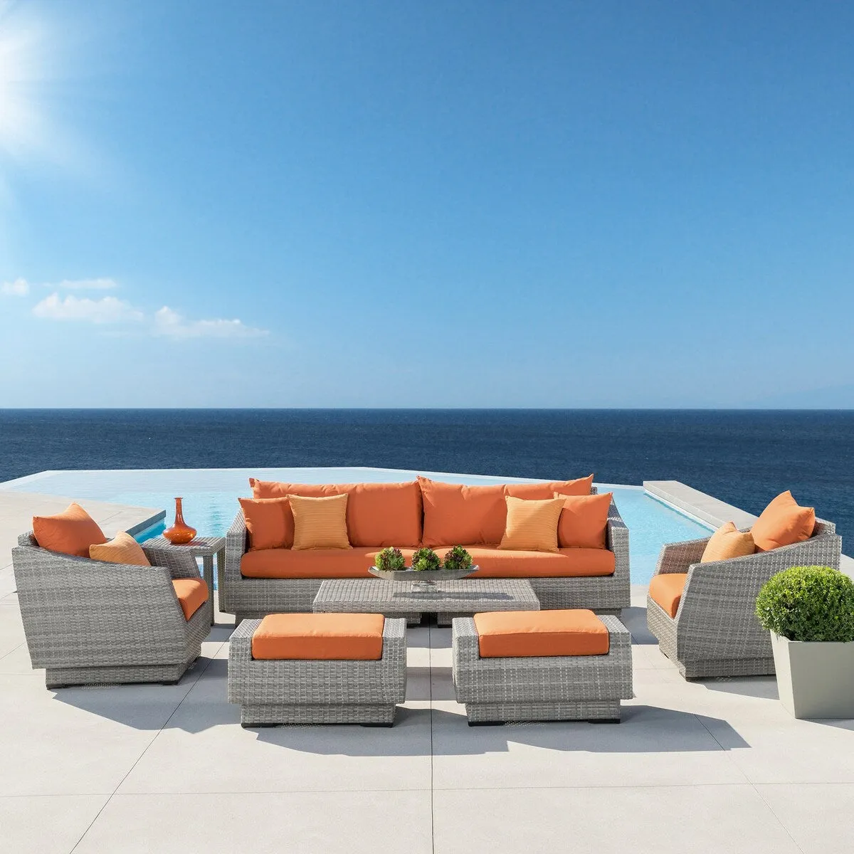 Cannes 8 Piece Sunbrella Outdoor Patio Sofa & Club Chair Set