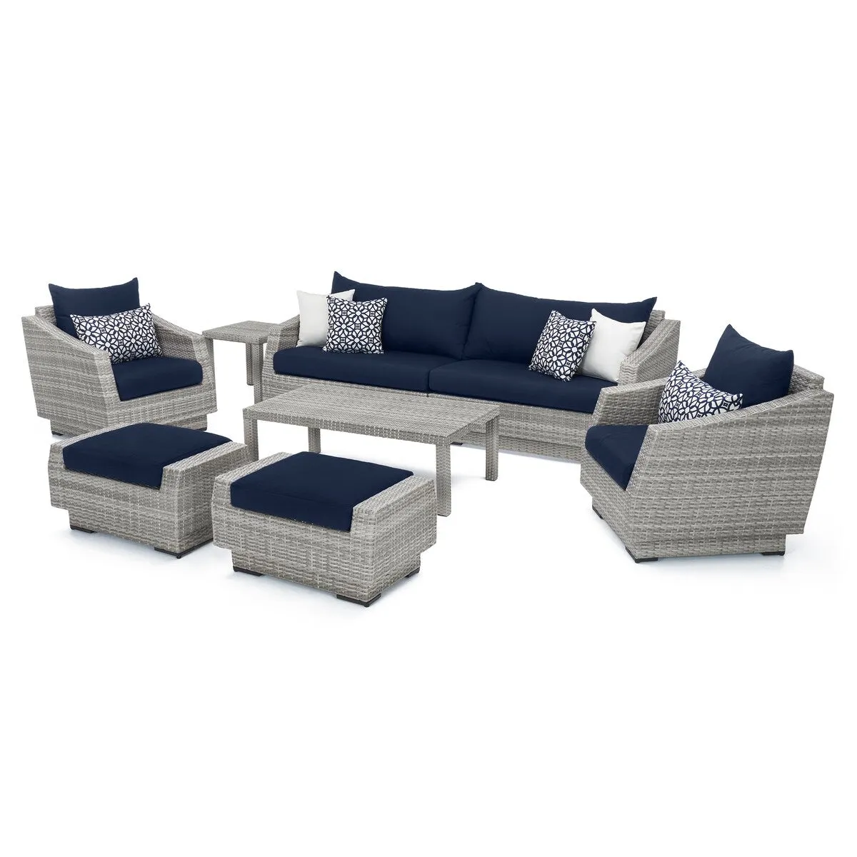 Cannes 8 Piece Sunbrella Outdoor Patio Sofa & Club Chair Set