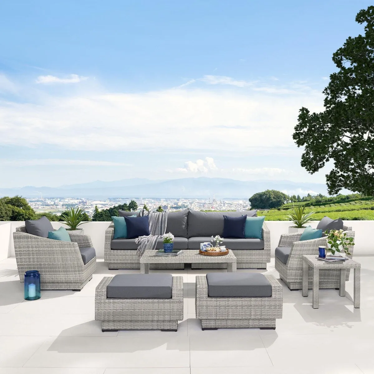 Cannes 8 Piece Sunbrella Outdoor Patio Sofa & Club Chair Set