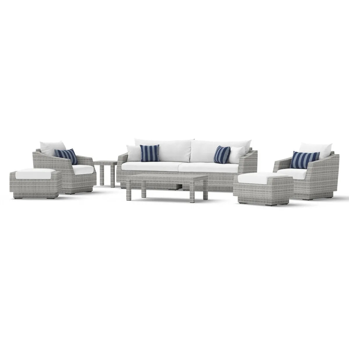 Cannes 8 Piece Sunbrella Outdoor Patio Sofa & Club Chair Set