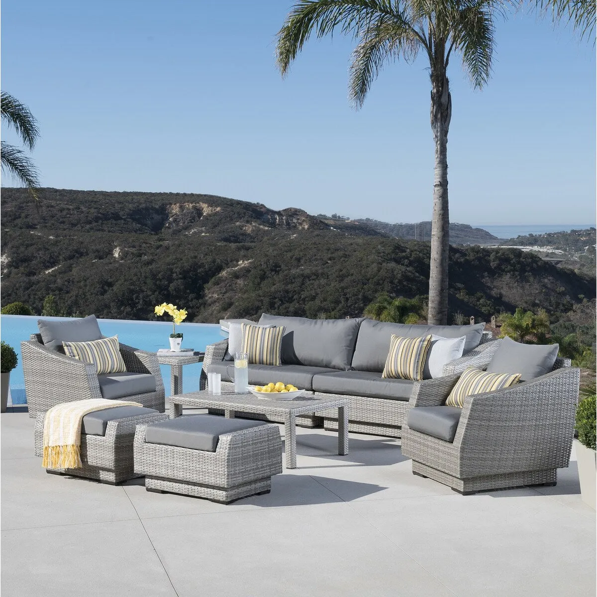 Cannes 8 Piece Sunbrella Outdoor Patio Sofa & Club Chair Set