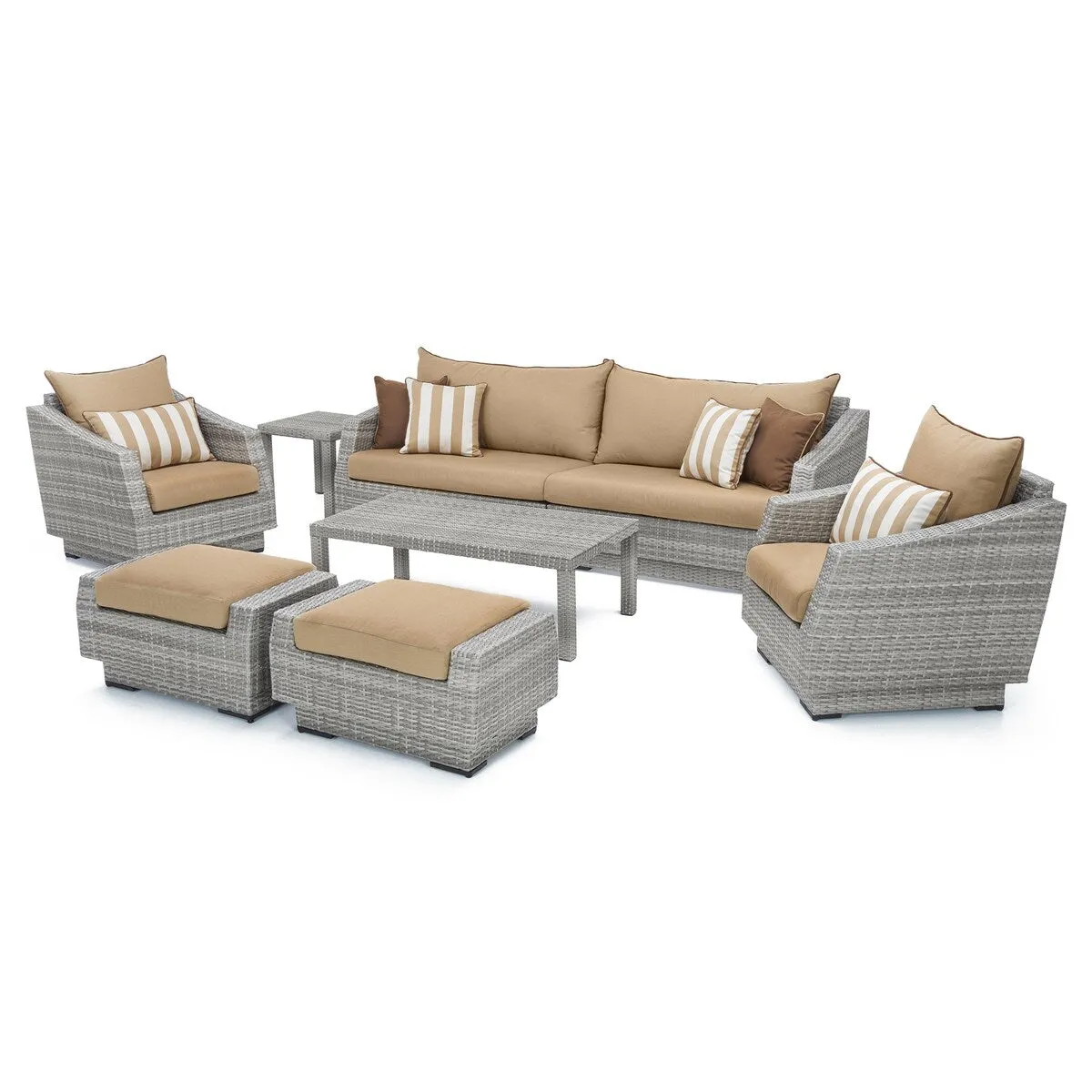 Cannes 8 Piece Sunbrella Outdoor Patio Sofa & Club Chair Set