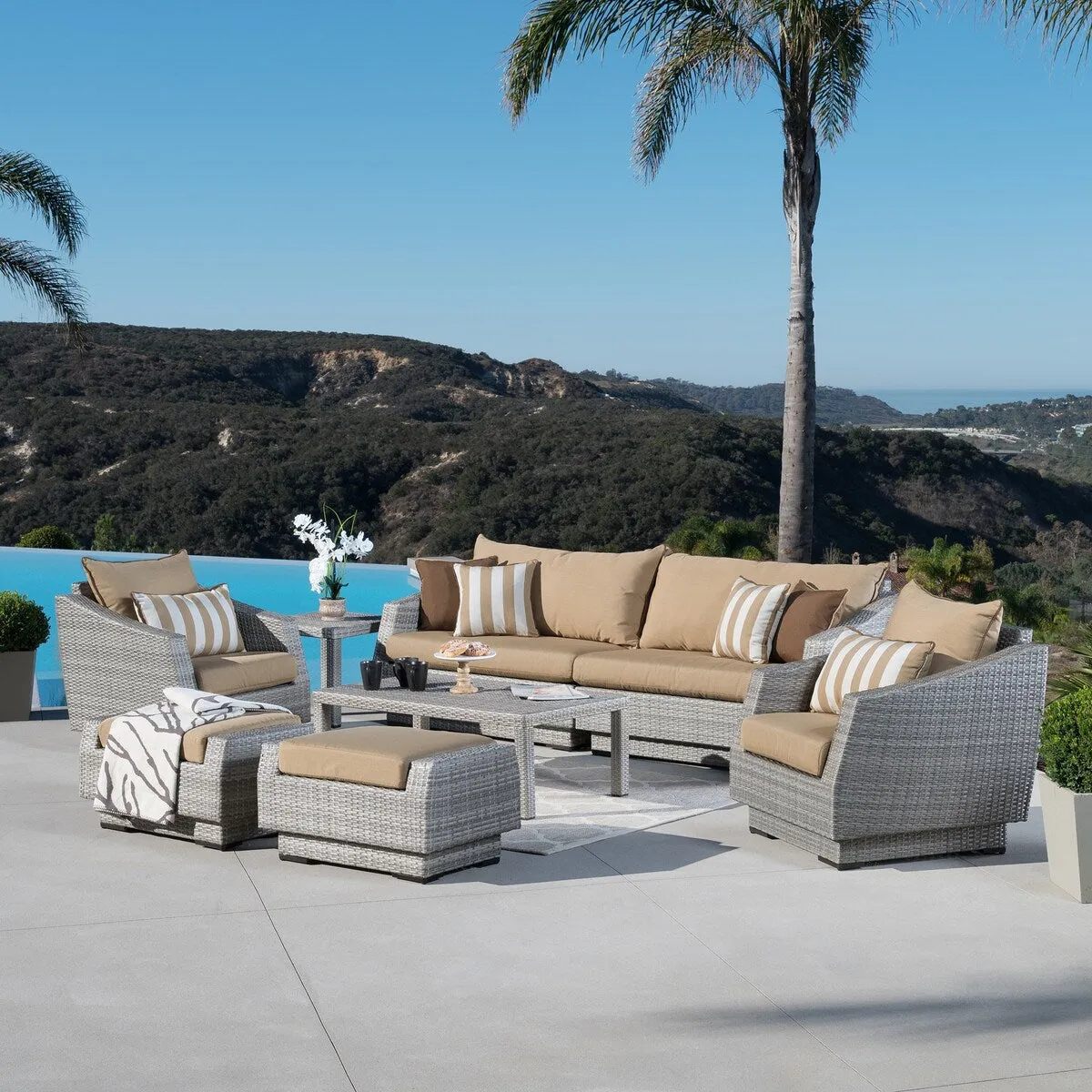 Cannes 8 Piece Sunbrella Outdoor Patio Sofa & Club Chair Set