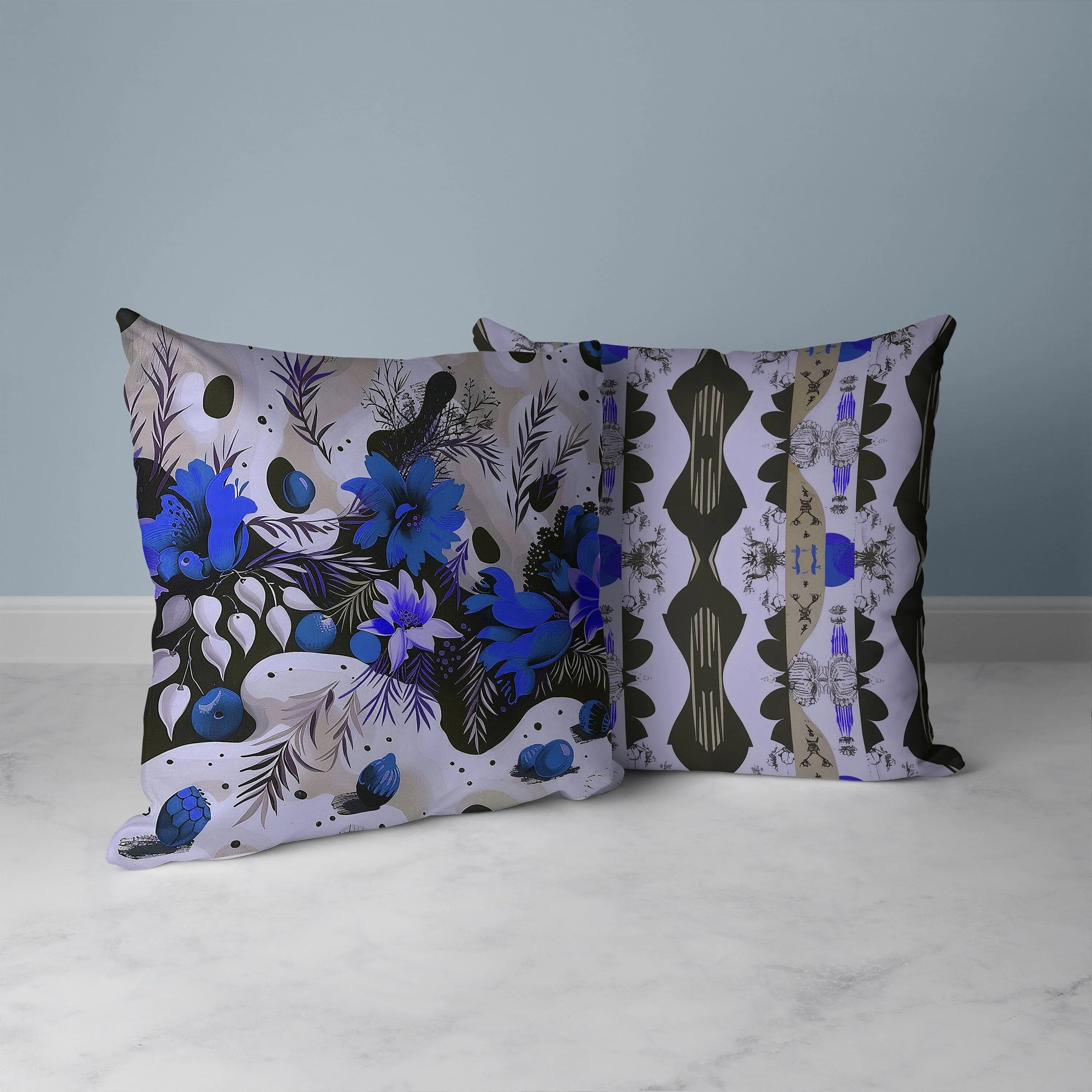 Charming Chronicles Faux Suede Reversible Throw Pillow Blue and Black