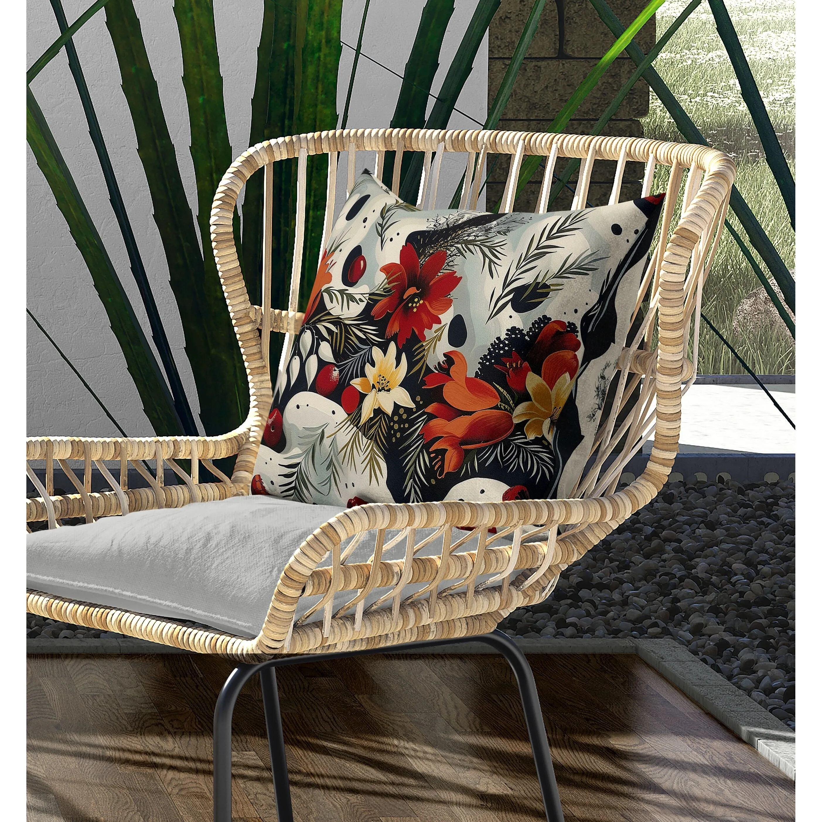 Charming Chronicles Indoor/Outdoor Reversible Throw Pillow Red and Black