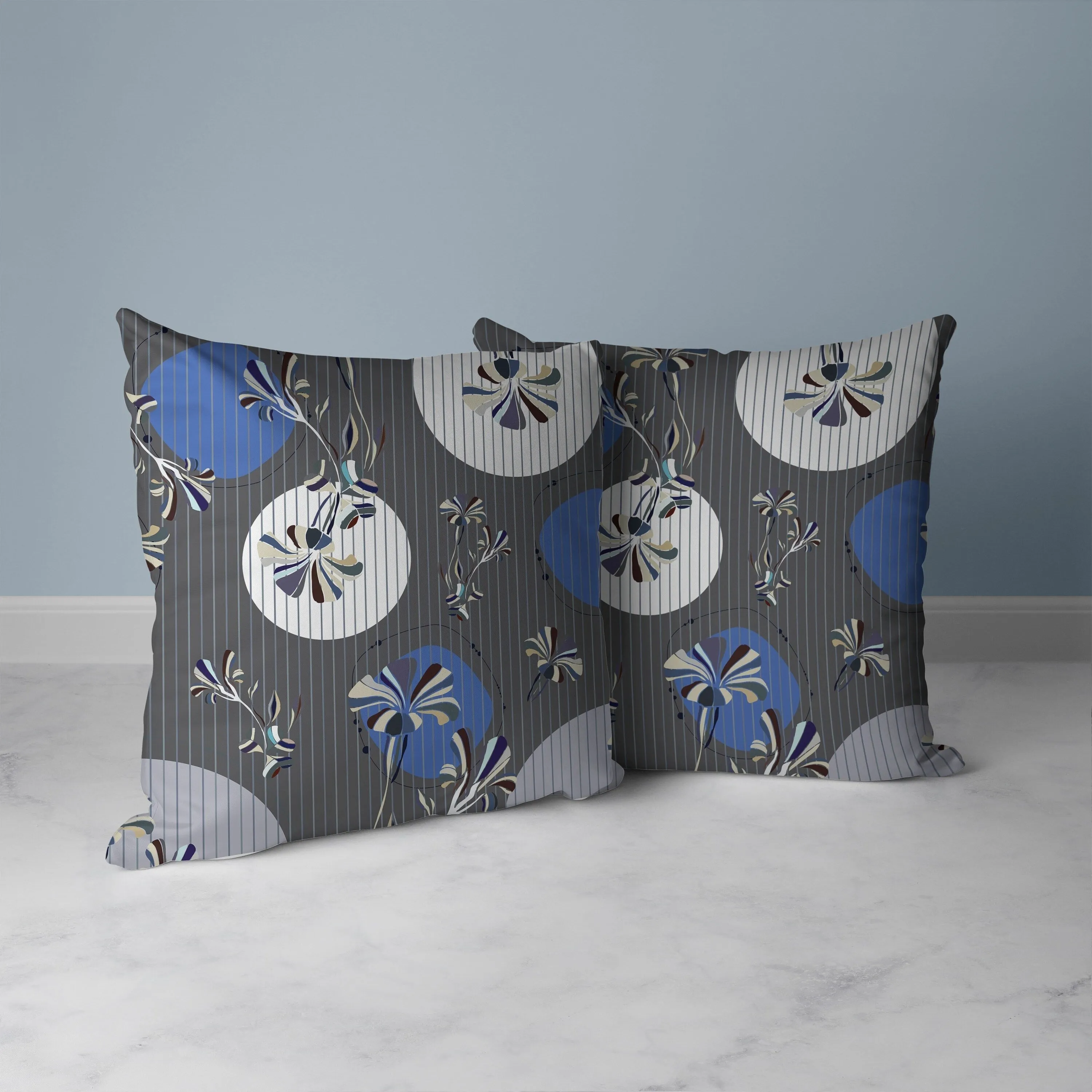 Circular Garden Faux Suede Reversible Throw Pillow Dark and Gray