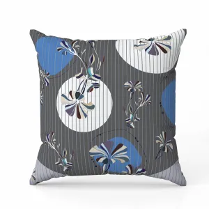 Circular Garden Faux Suede Reversible Throw Pillow Dark and Gray