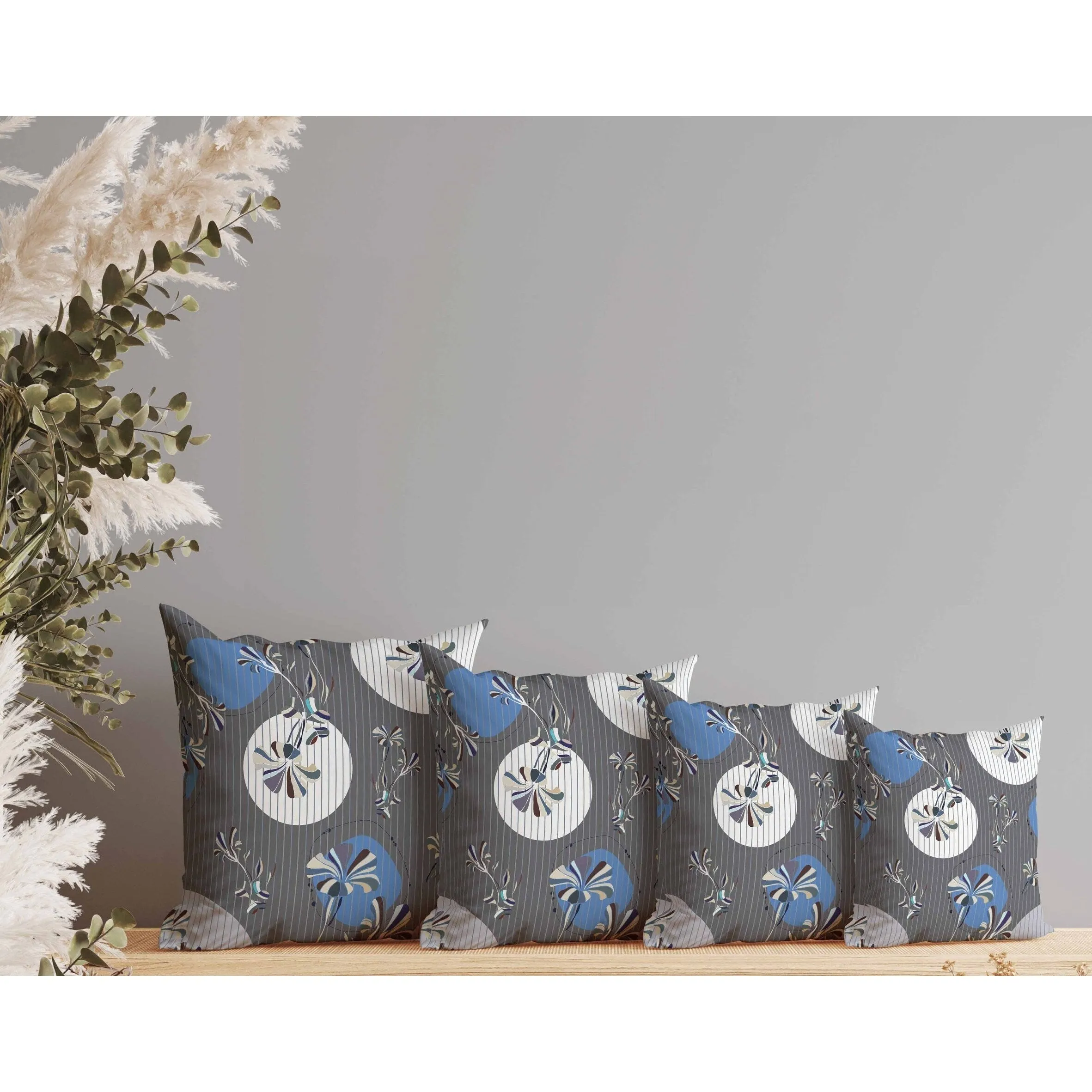 Circular Garden Faux Suede Reversible Throw Pillow Dark and Gray