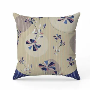 Circular Garden Faux Suede Reversible Throw Pillow Grayish and Yellow
