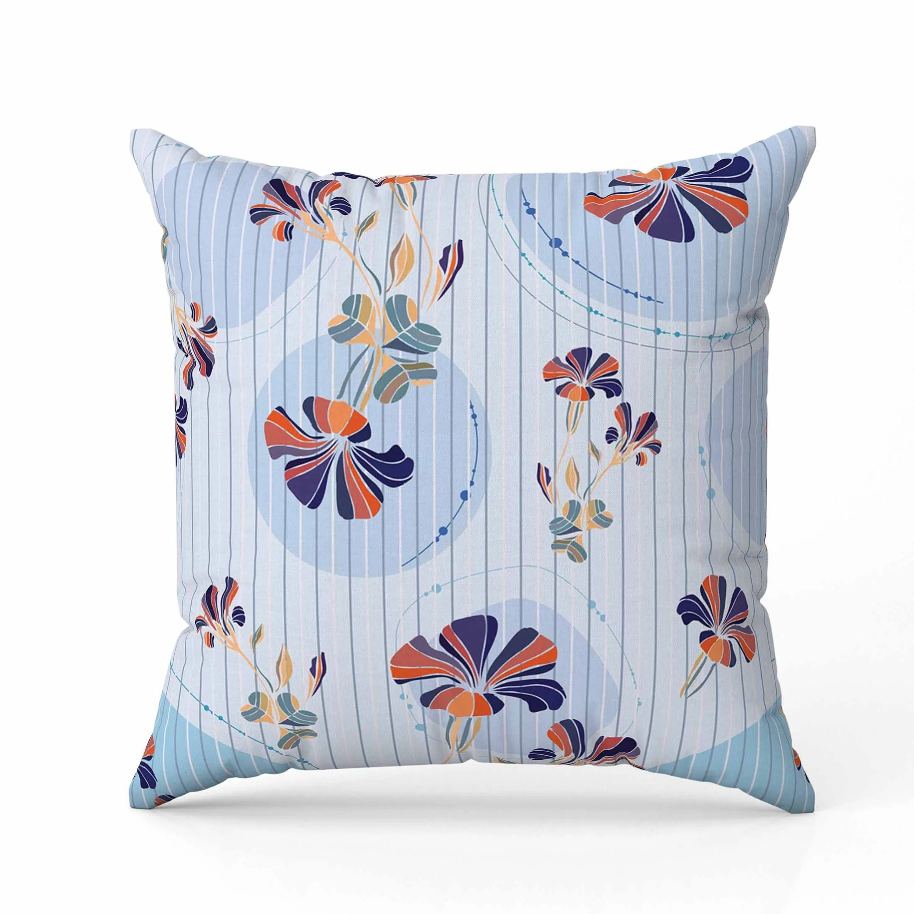 Circular Garden Faux Suede Reversible Throw Pillow Light and Blue