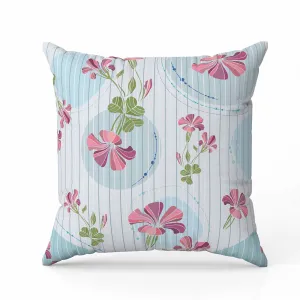 Circular Garden Faux Suede Reversible Throw Pillow Light and Blue