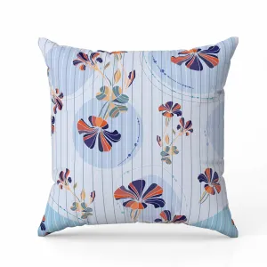 Circular Garden Faux Suede Reversible Throw Pillow Light and Blue