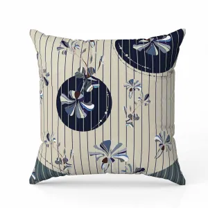 Circular Garden Faux Suede Reversible Throw Pillow Yellow and Blue