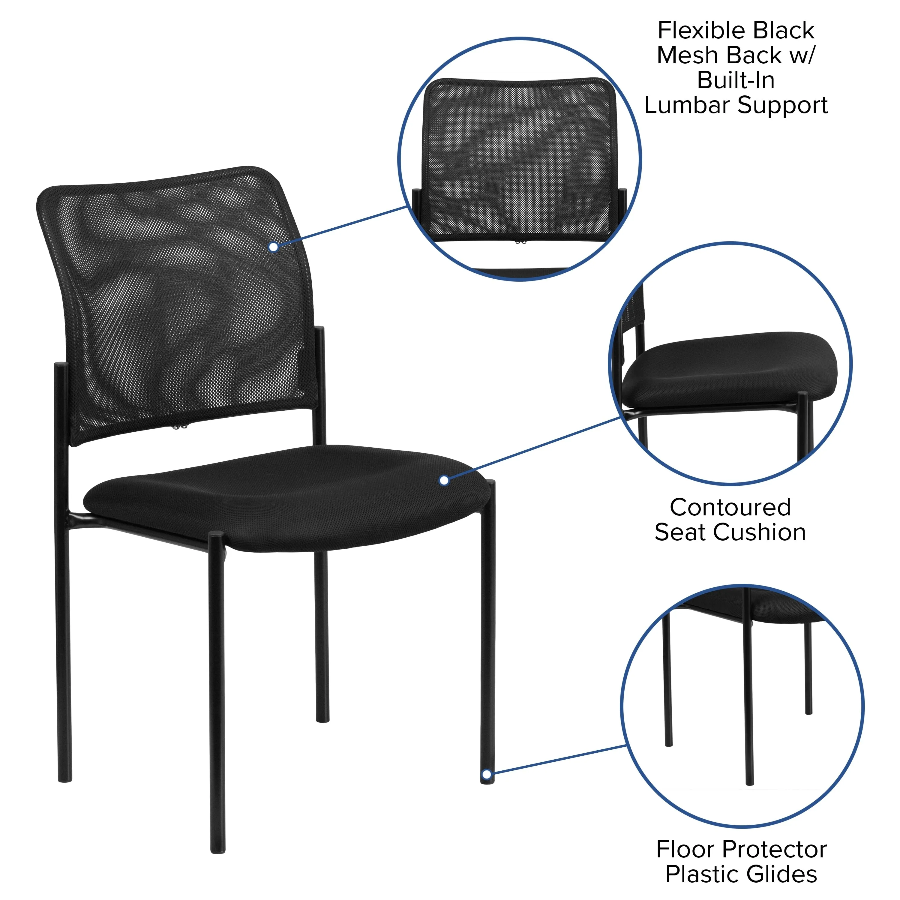 Comfort Mesh Stackable Steel Side Chair - Reception Seating - Guest Chair