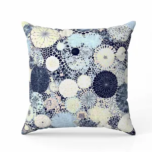 Crystal Drift Indoor/Outdoor Reversible Throw Pillow Blue and Cream
