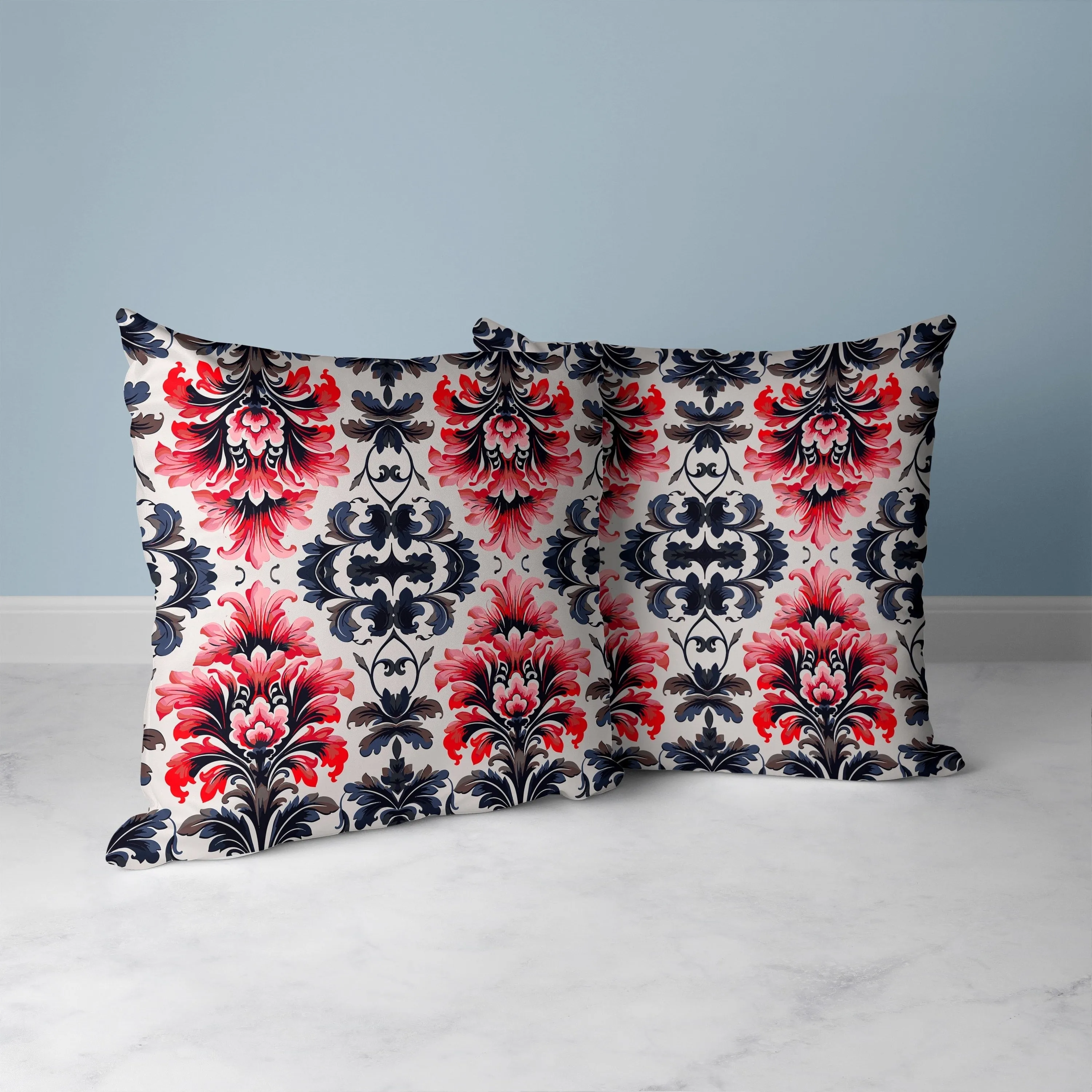 Damask Rapture Faux Suede Reversible Throw Pillow Grey and Pink