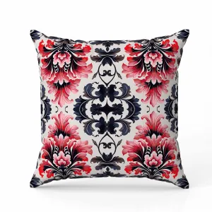 Damask Rapture Faux Suede Reversible Throw Pillow Grey and Pink