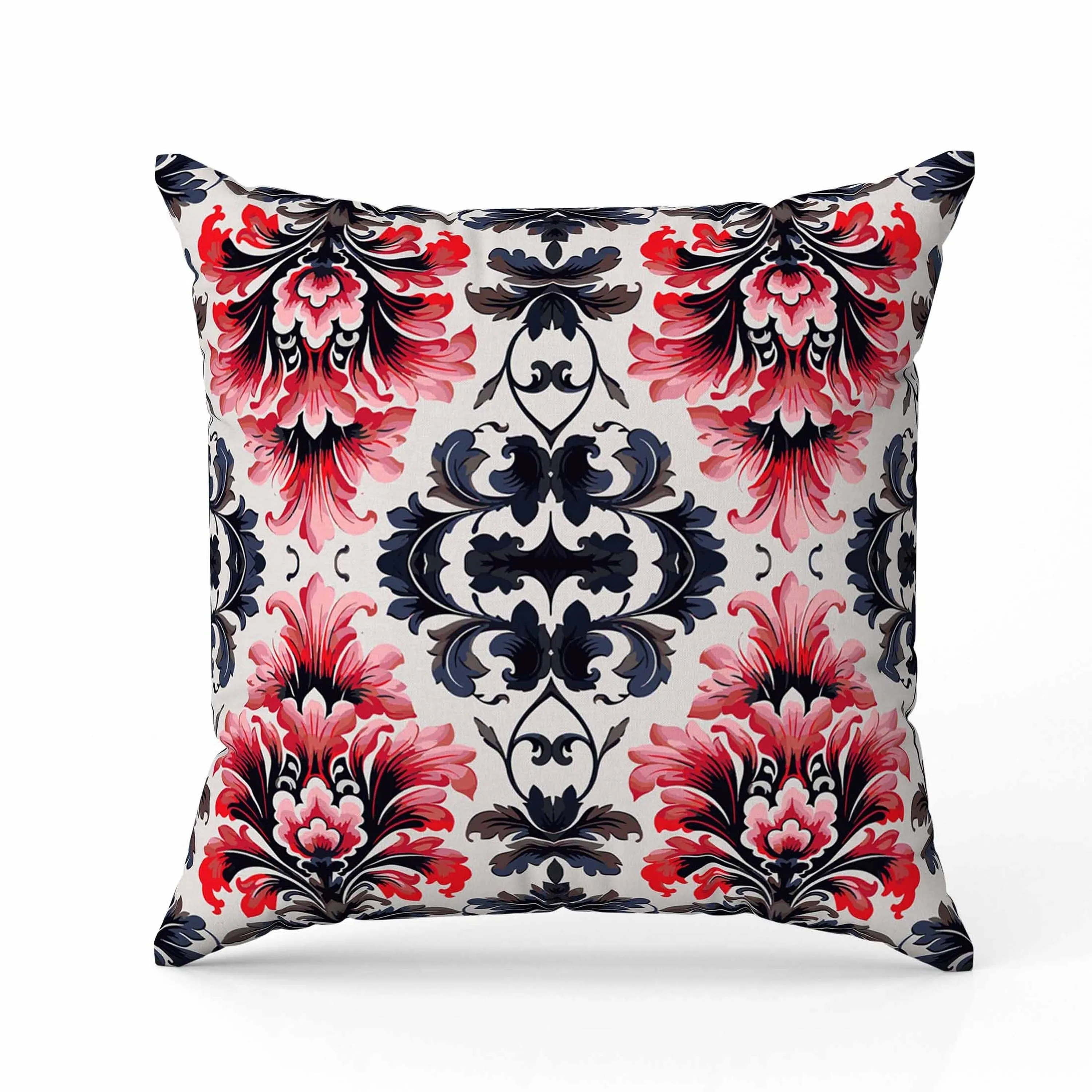 Damask Rapture Faux Suede Reversible Throw Pillow Grey and Pink