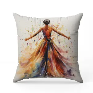 Dancing Girl Faux Suede Reversible Throw Pillow Multi