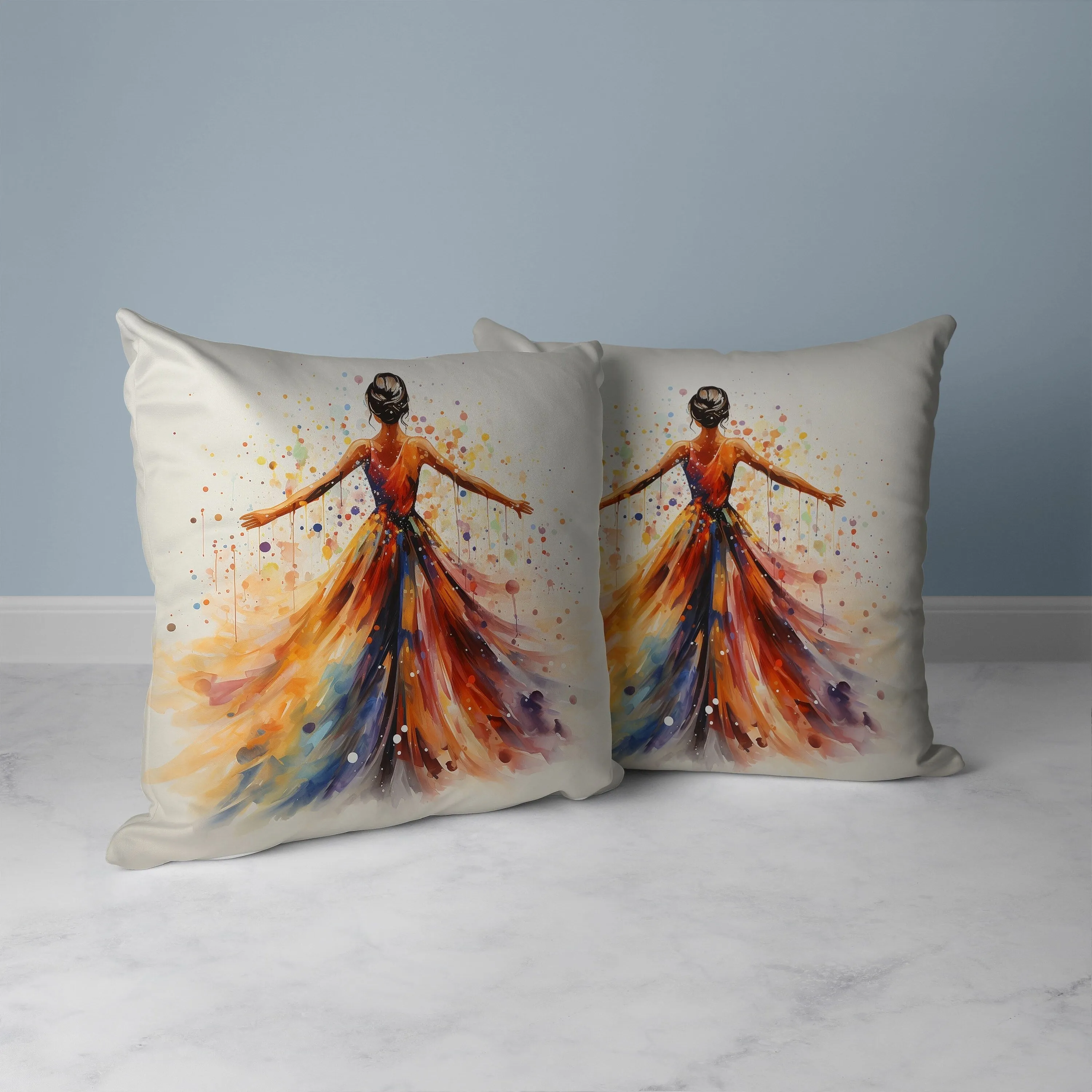Dancing Girl Faux Suede Reversible Throw Pillow Multi