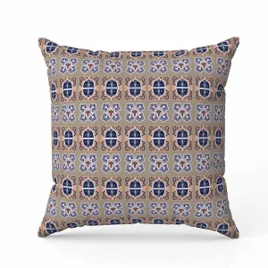 Darbari Dynasty Faux Suede Reversible Throw Pillow Blue and Hazelnut