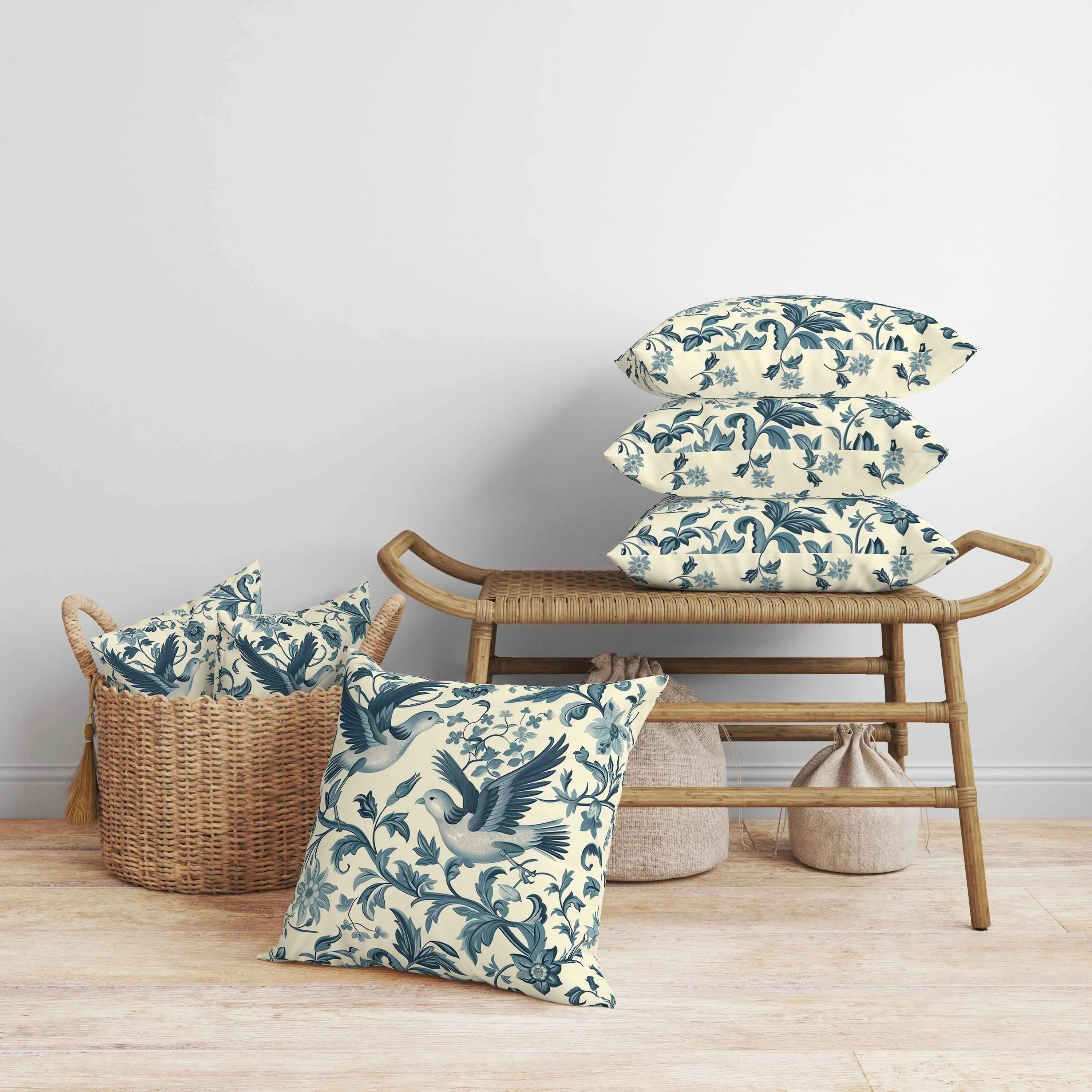 Delicate Duet Faux Suede Reversible Throw Pillow Beige and Teal
