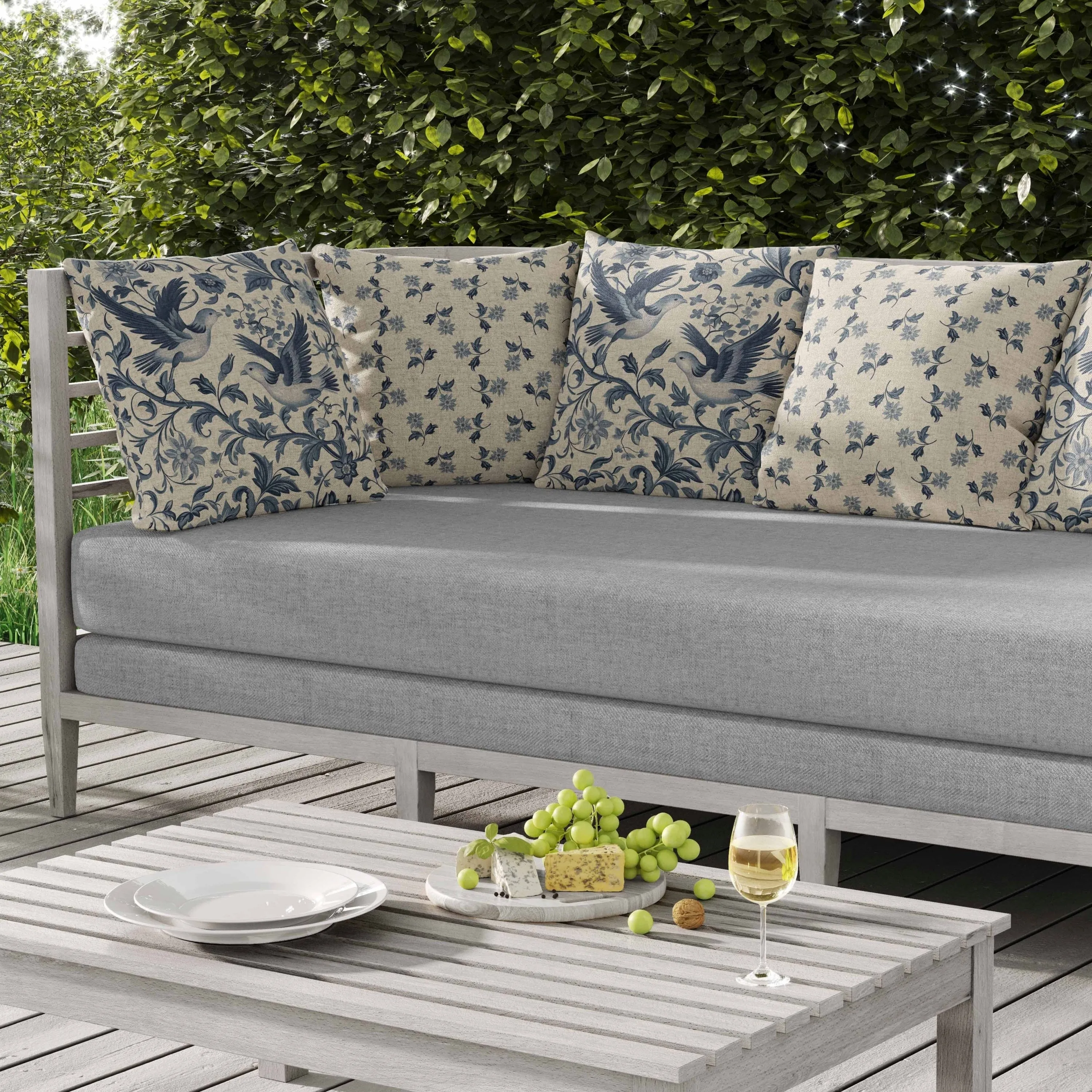 Delicate Duet Indoor/Outdoor Reversible Throw Pillow Beige and Gray
