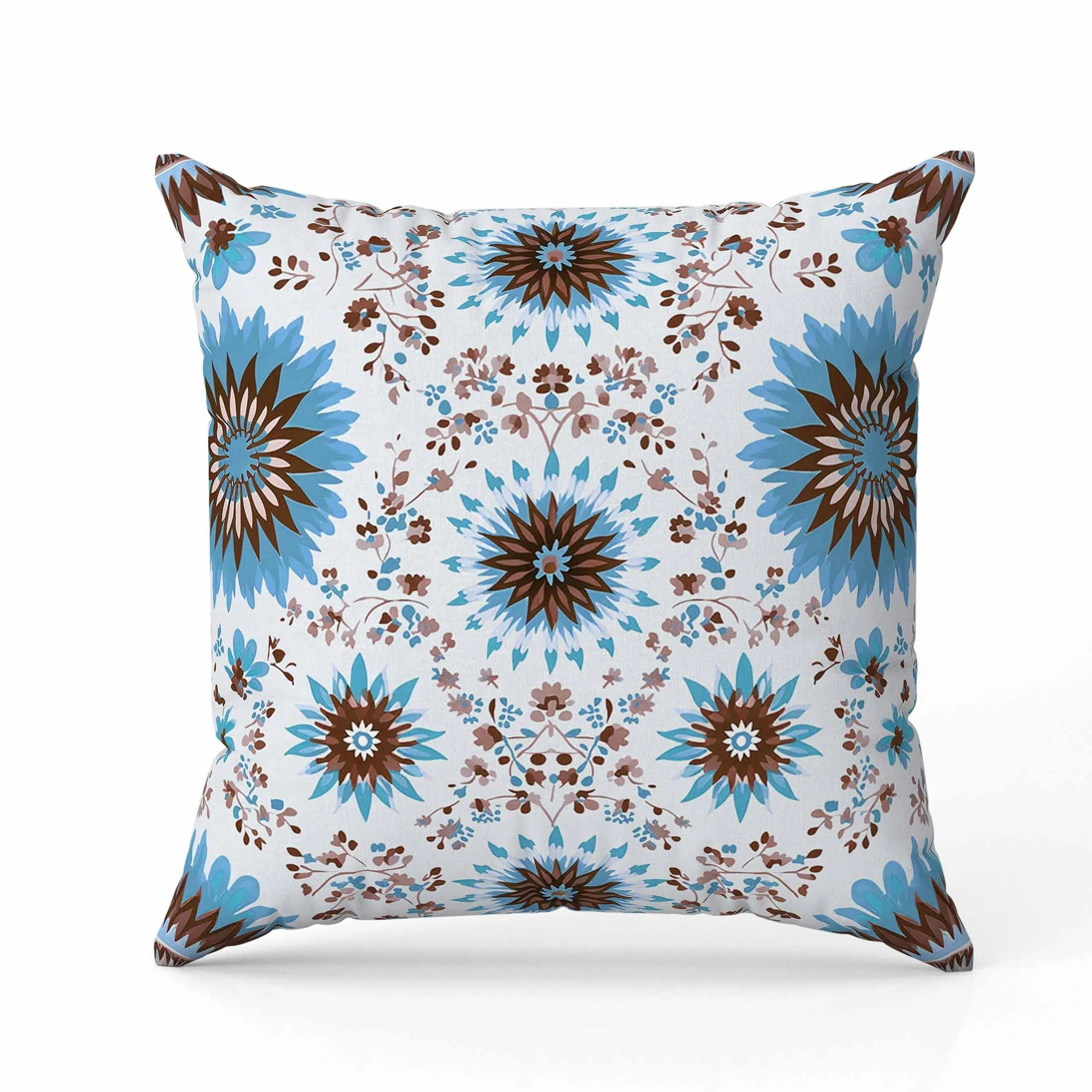 Delightful Dandelions Faux Suede Reversible Throw Pillow Brown and Blue