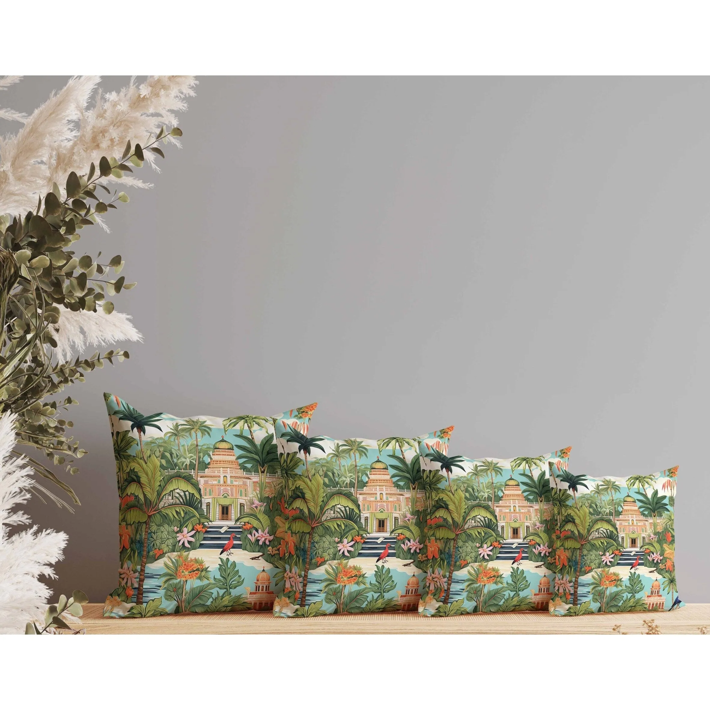 Divine Foliage Faux Suede Reversible Throw Pillow Green and Orange