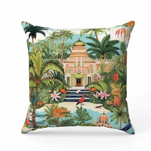 Divine Foliage Faux Suede Reversible Throw Pillow Green and Orange