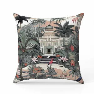 Divine Foliage Faux Suede Reversible Throw Pillow Green and Pink