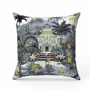Divine Foliage Indoor/Outdoor Reversible Throw Pillow Grey and Green
