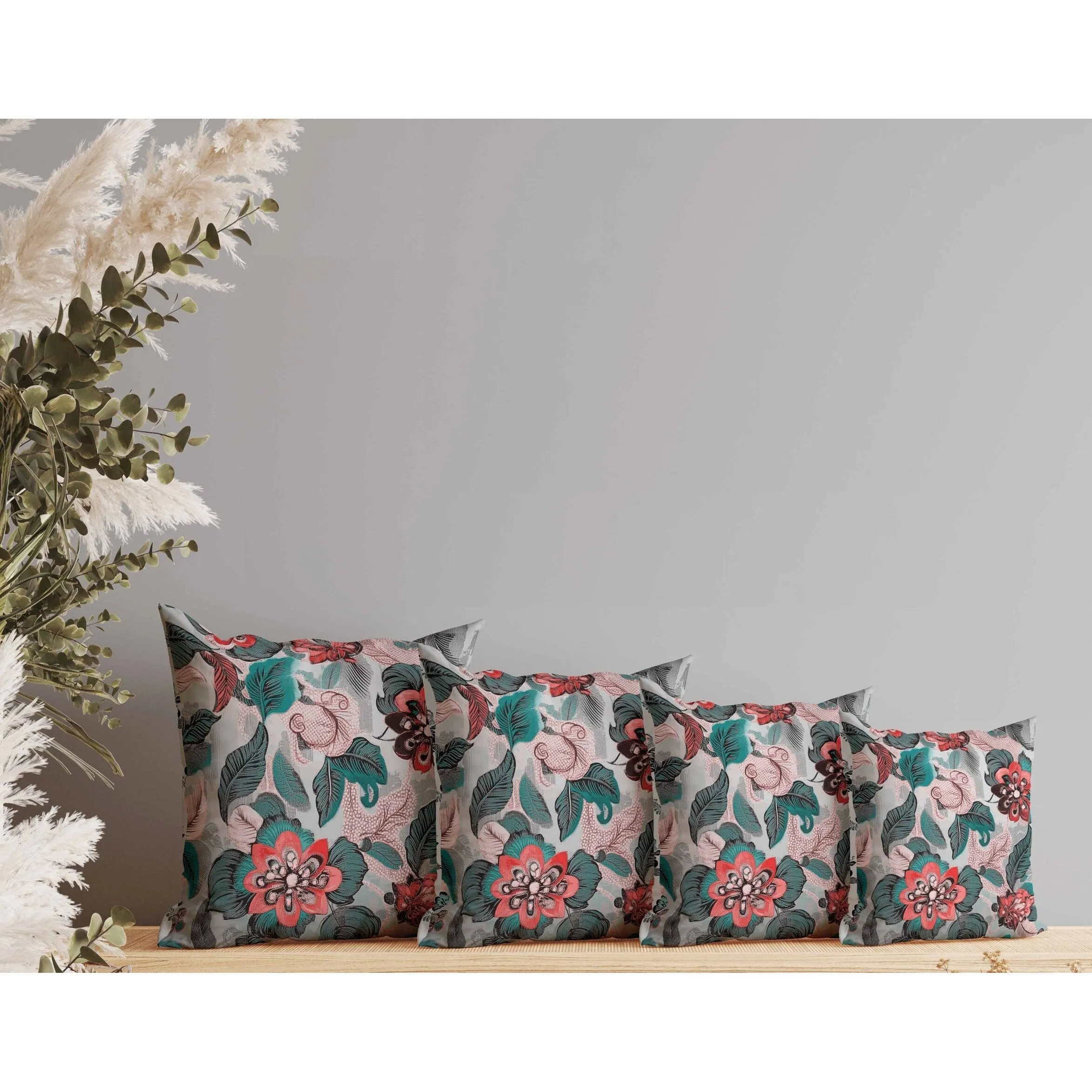 Eclectic Garden Indoor/Outdoor Reversible Throw Pillow Green and Red
