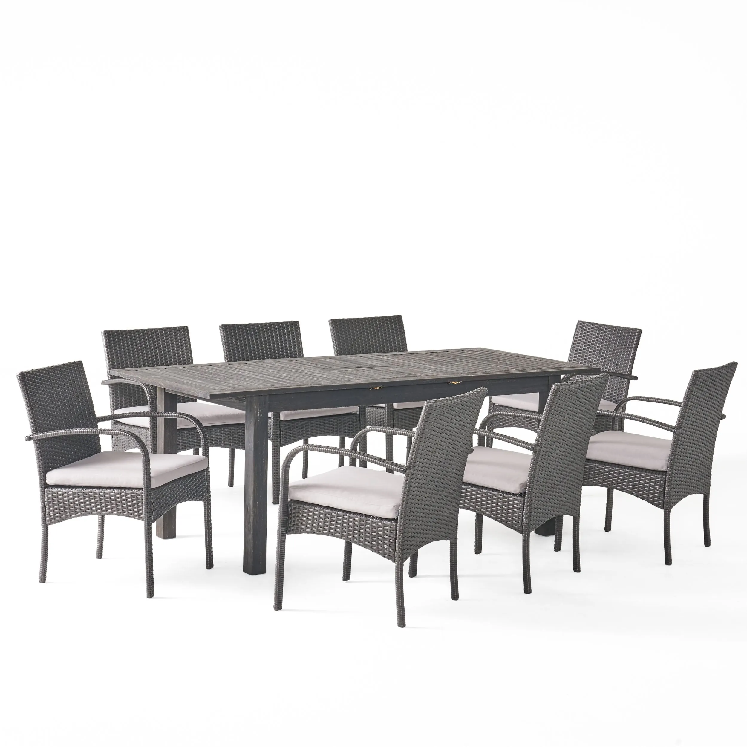 Elmar 9 Piece Outdoor Wood/Wicker Extending Dining Set by Christopher Knight Home