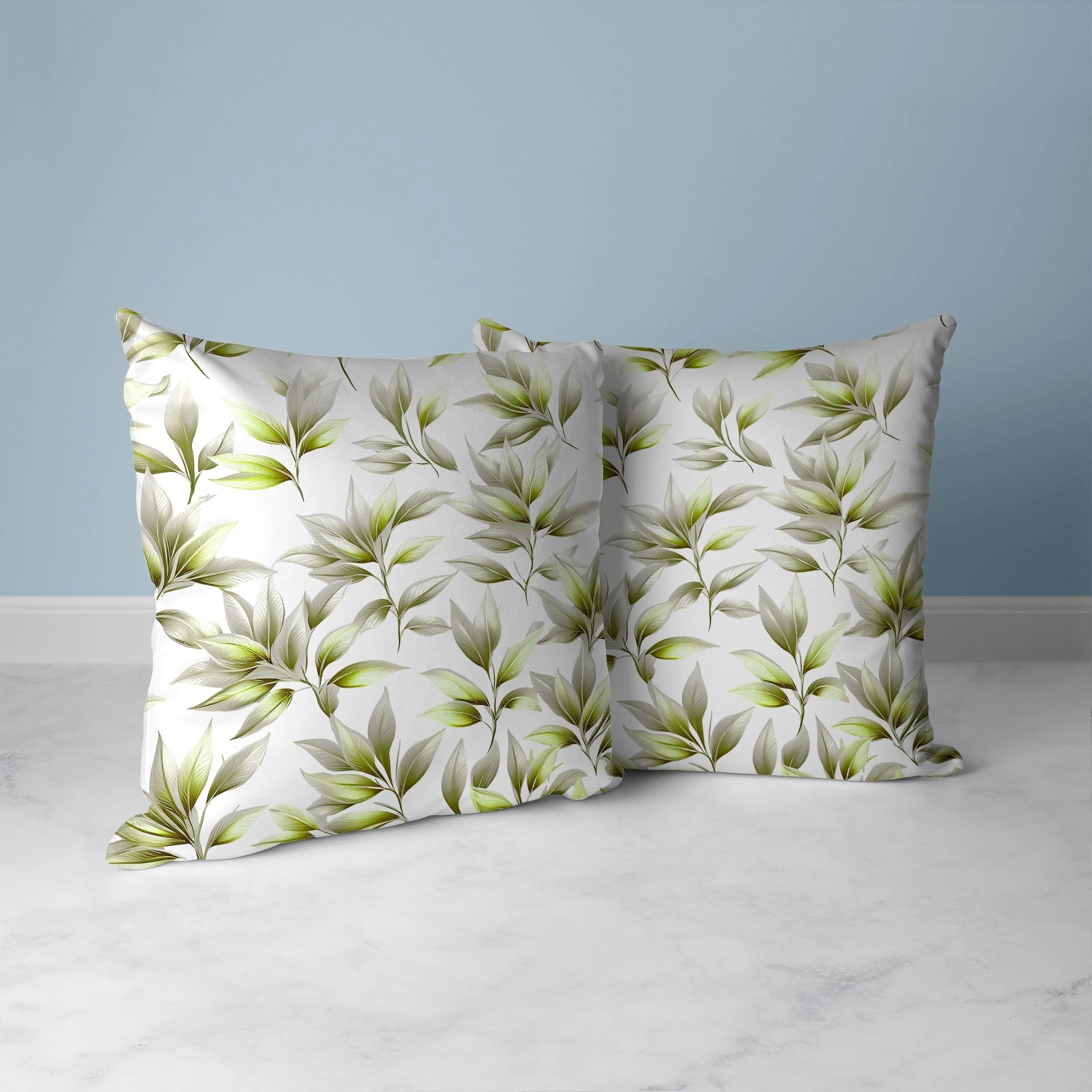 Enchanted Leaflet Faux Suede Reversible Throw Pillow Silver and Green