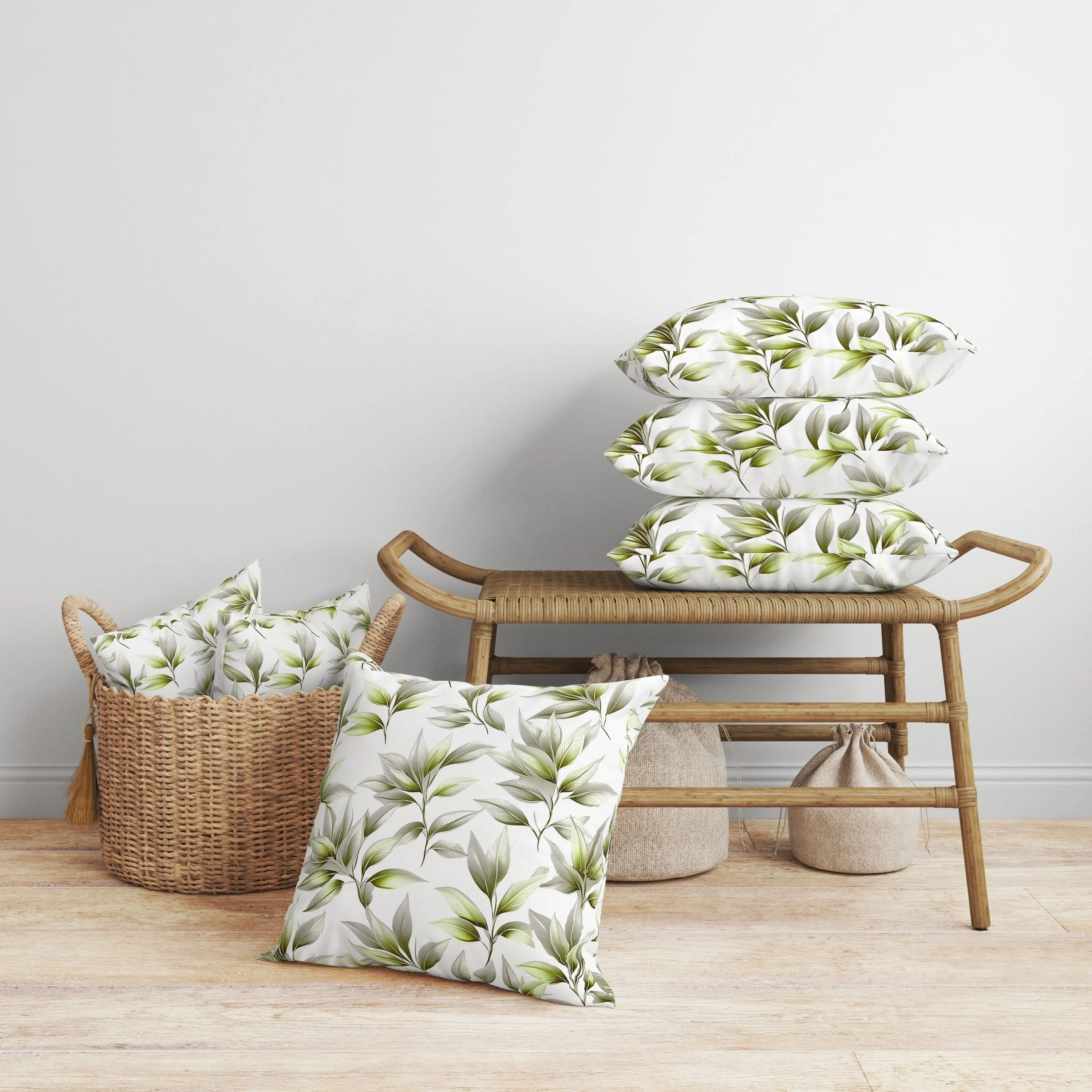 Enchanted Leaflet Faux Suede Reversible Throw Pillow Silver and Green