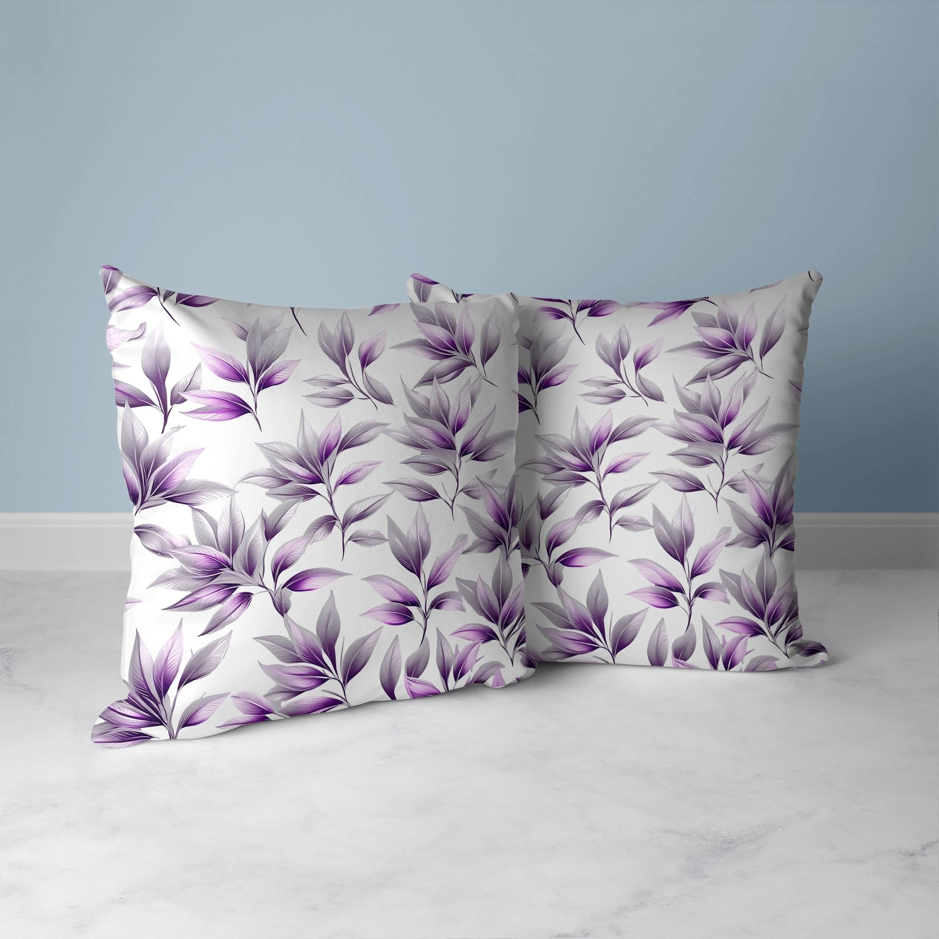 Enchanted Leaflet Faux Suede Reversible Throw Pillow Silver and Purple