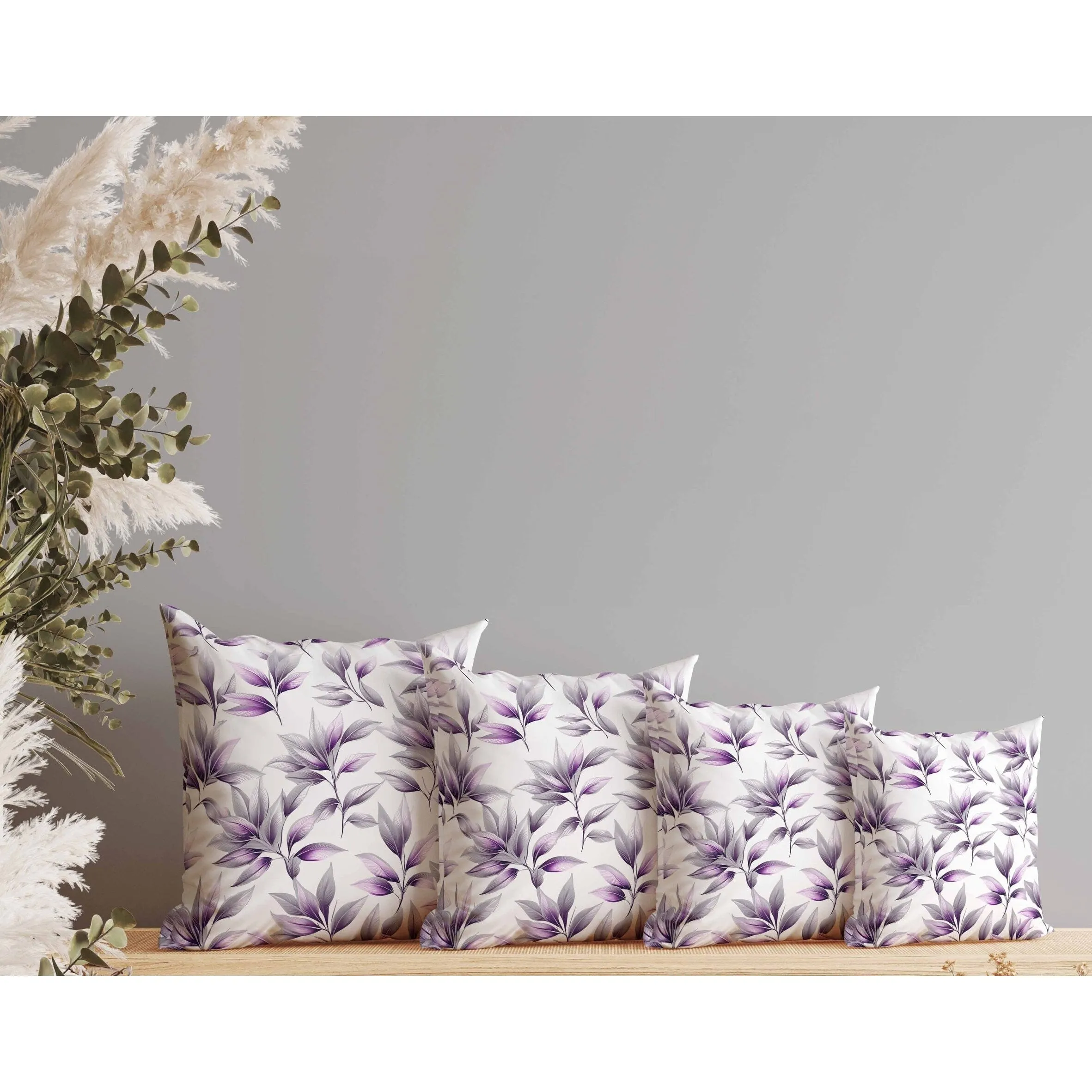 Enchanted Leaflet Faux Suede Reversible Throw Pillow Silver and Purple