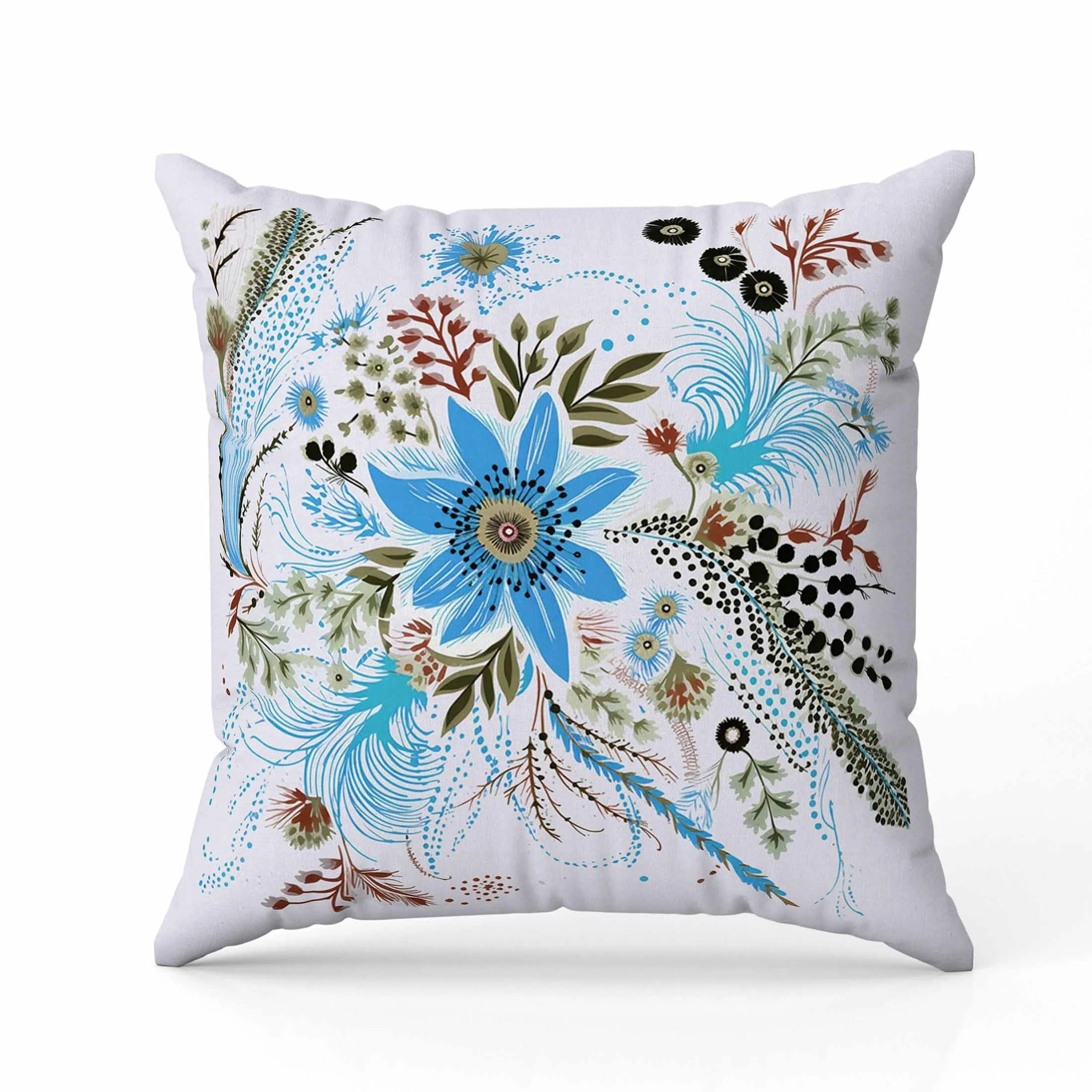 Enchanting Bouquet Faux Suede Reversible Throw Pillow Blue and Green