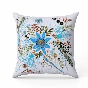 Enchanting Bouquet Faux Suede Reversible Throw Pillow Blue and Green