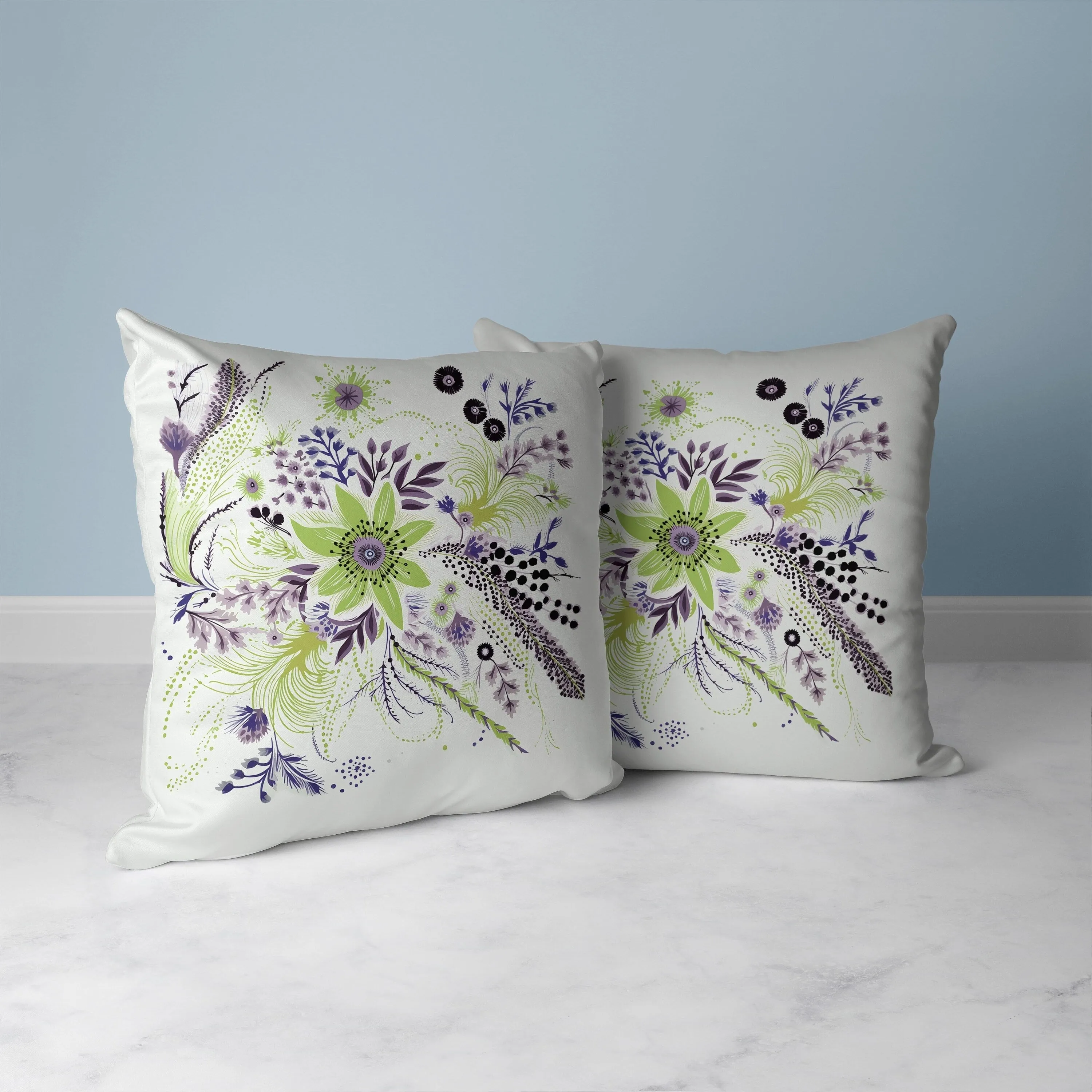 Enchanting Bouquet Faux Suede Reversible Throw Pillow Olive and Lavender